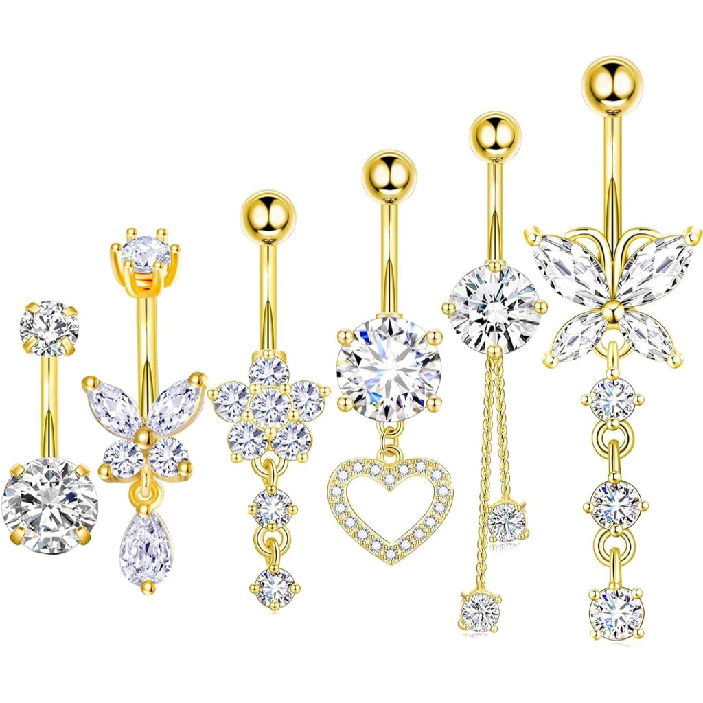 Surgical Stainless Steel Dangle Belly Button Rings For Women Belly Ring Dangling